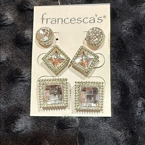 Francesca's Collections Crystal and Gold Earring Trio